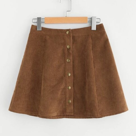SHEIN Dresses & Skirts - SHEIN Brown A-Line Skirt with Button Detail